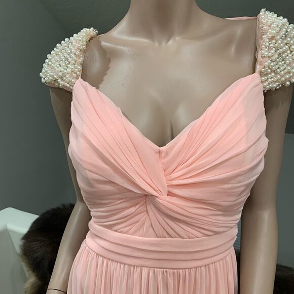 Lovely Twist Fold, Beaded Cap Sleeve & Pleated Tulle Party Dress - Picture 3 of 11